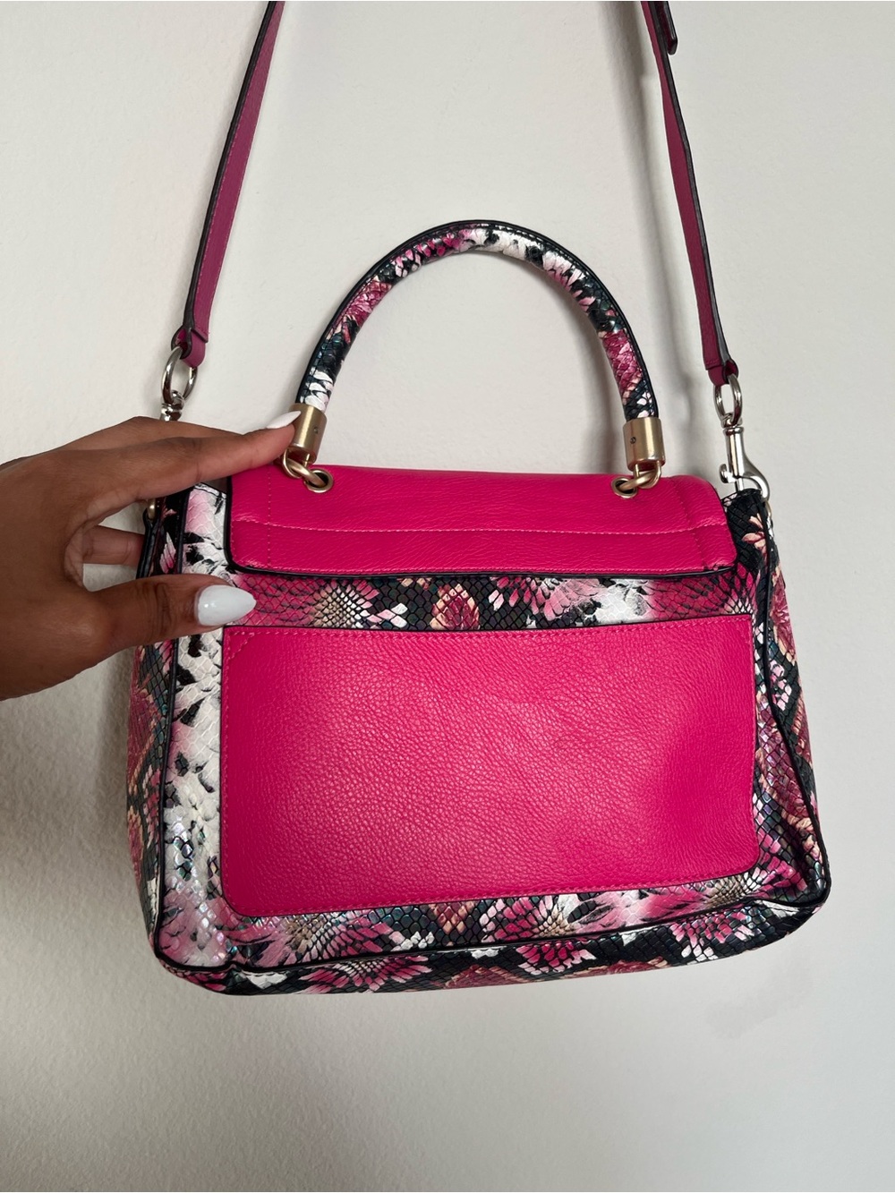 Betsy Johnson Iridescent Snakeskin Satchel - Picture 6 of 8